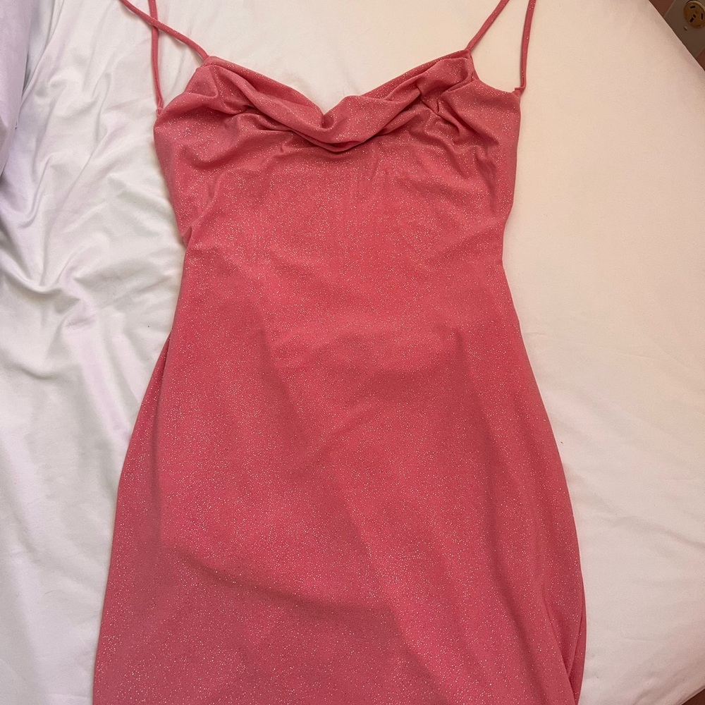 Windsor Pink Shimmery Backless Slip Dress